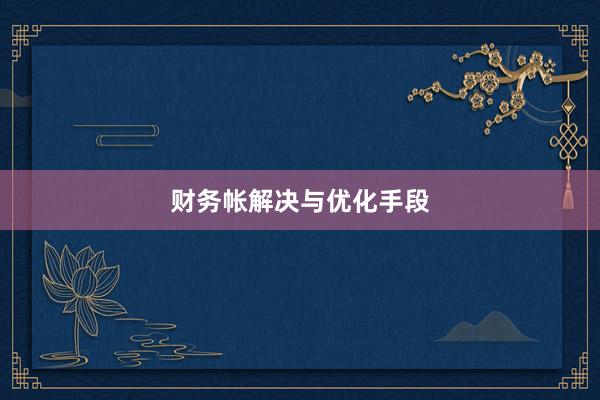 财务帐解决与优化手段